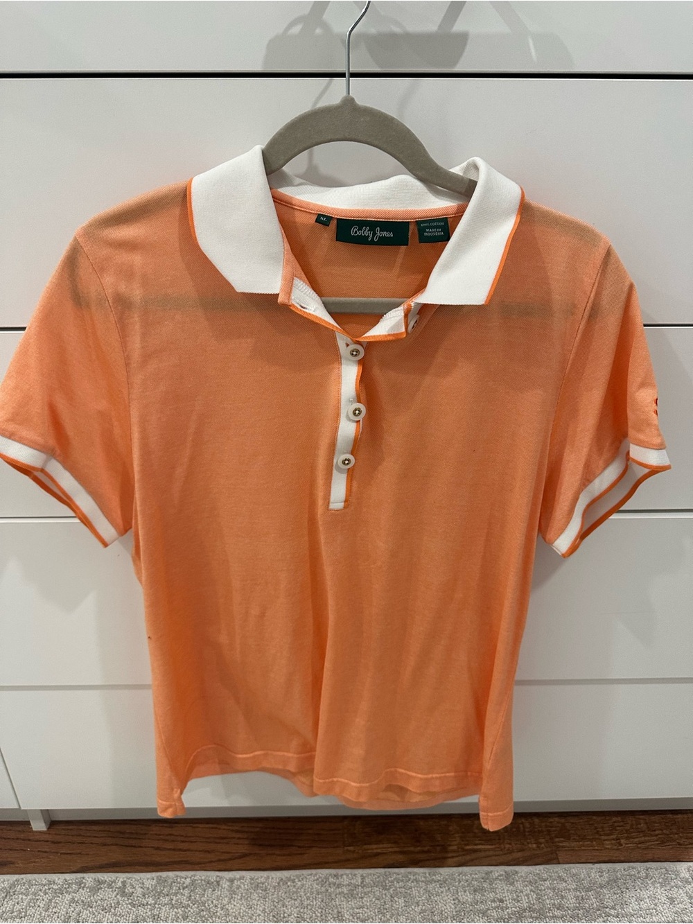 Bobby Jones Women’s Orange Polo Top with White Trim Size XL